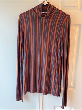 Amour Vert Striped Turtleneck in Rust, Teal & Mauve